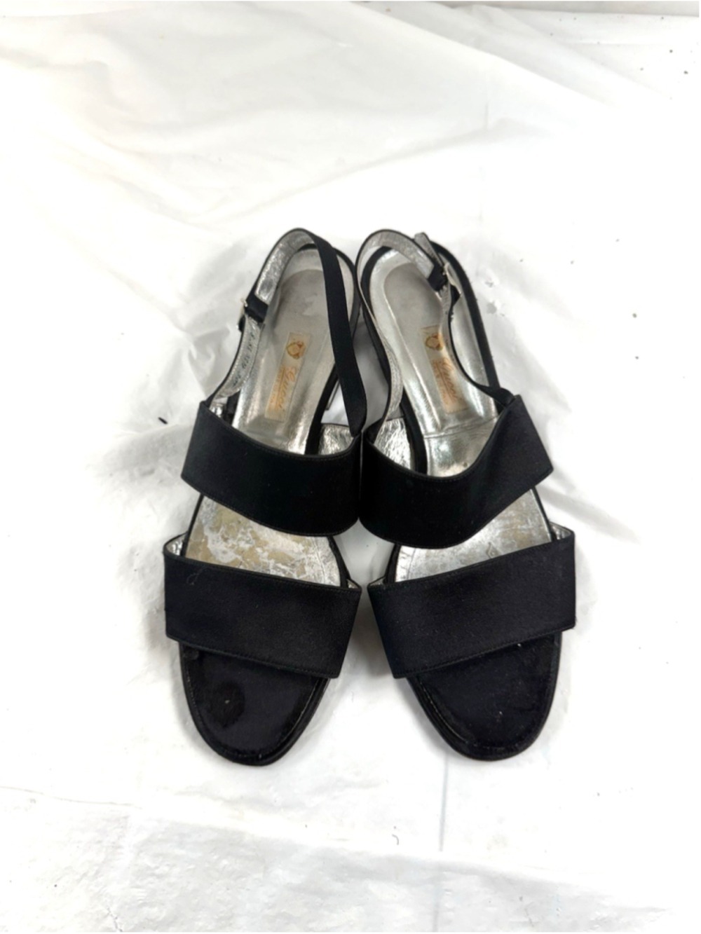 vintage Authentic Gucci black satin slingback sandals Sz 38.5
